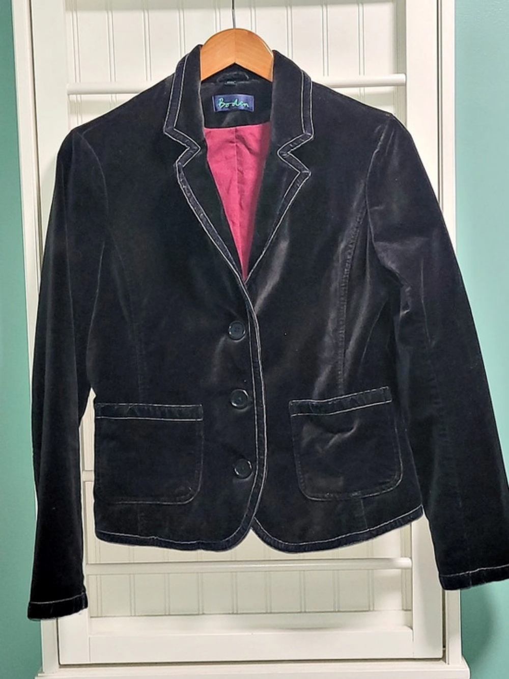 Boden Black Velvet Blazer Jacket